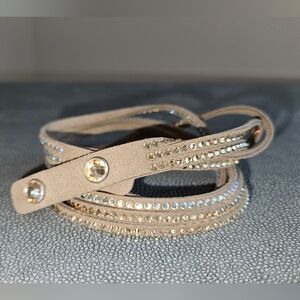 Touchstone Crystal Beige Wrap Bracelet with Sparkling Accents